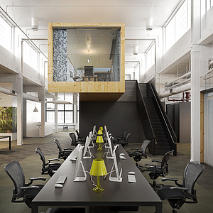 现代工业loft会议室整体模型