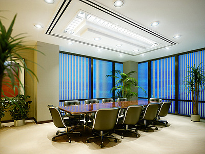 现代高端会议室整体模型