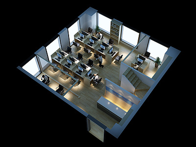 办公空间整体模型