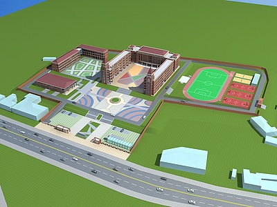 学校建筑整体模型