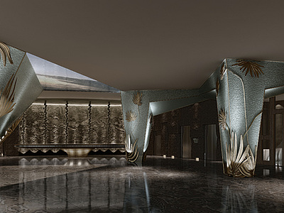 现代豪华餐厅大堂整体模型