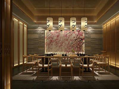 日式餐厅包房整体模型