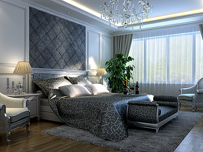 现代欧式卧室整体模型