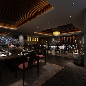 中式风格餐厅整体模型