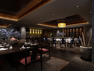 中式风格餐厅整体模型
