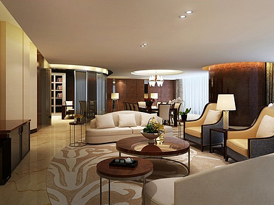 古典现代沙发组合3d模型