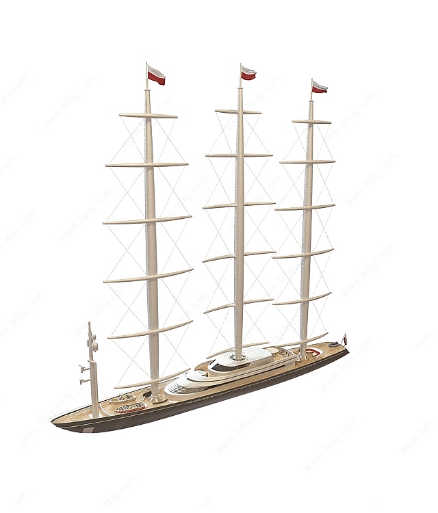 现代航海帆船3D模型