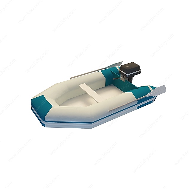 充气手划小舟3D模型