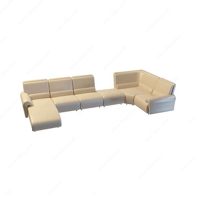 客厅真皮沙发3D模型