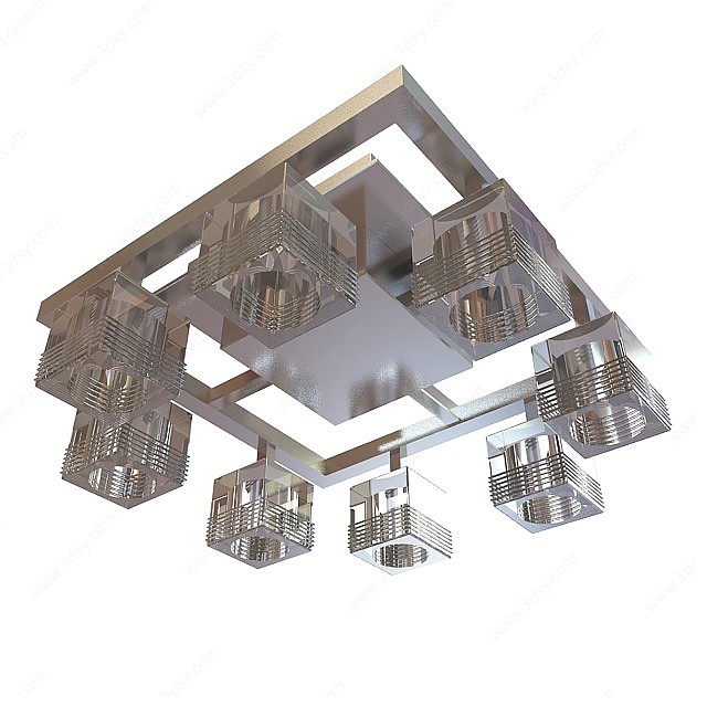 方形中式吸顶灯3D模型