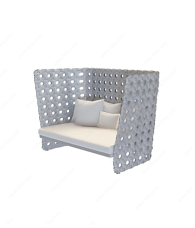 藤编沙发3D模型