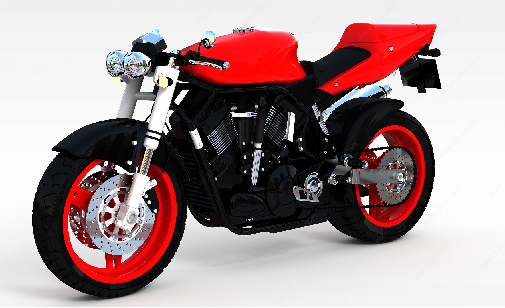 红色摩托车3D模型