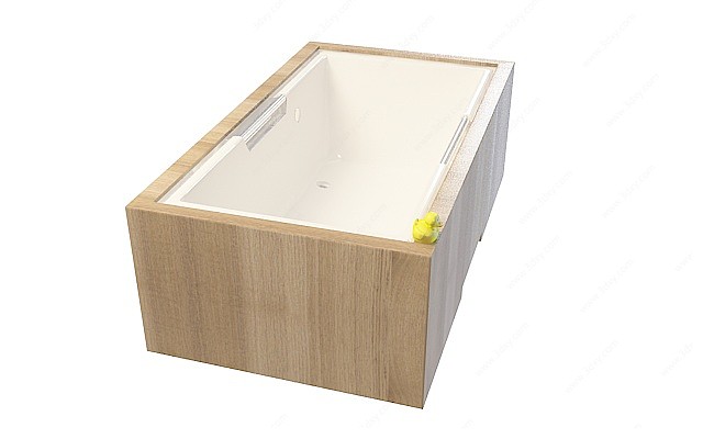 中式镶嵌木质浴缸3D模型