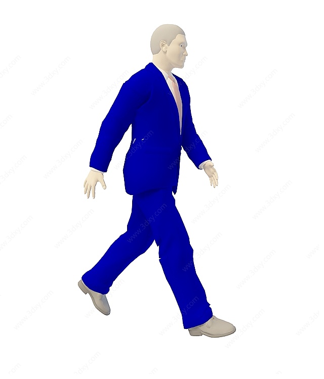 蓝色西服男人3D模型