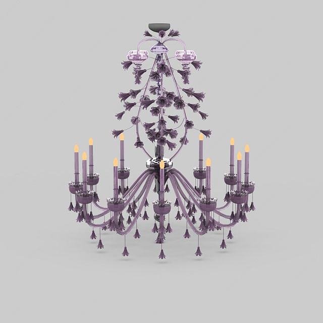 小水晶花瓣吊灯3D模型
