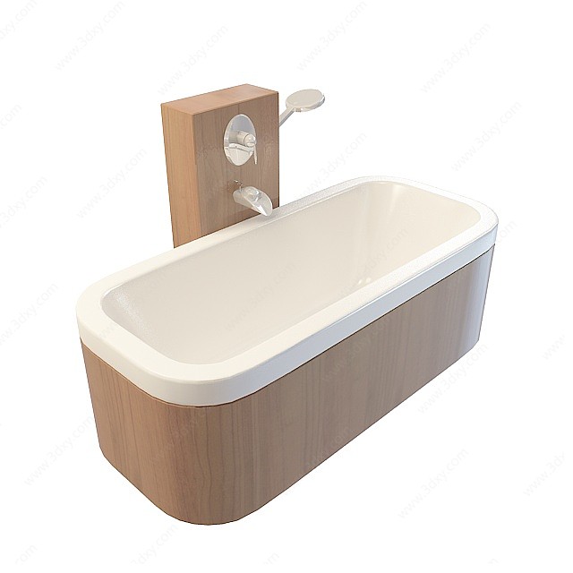 木质包围浴缸3D模型