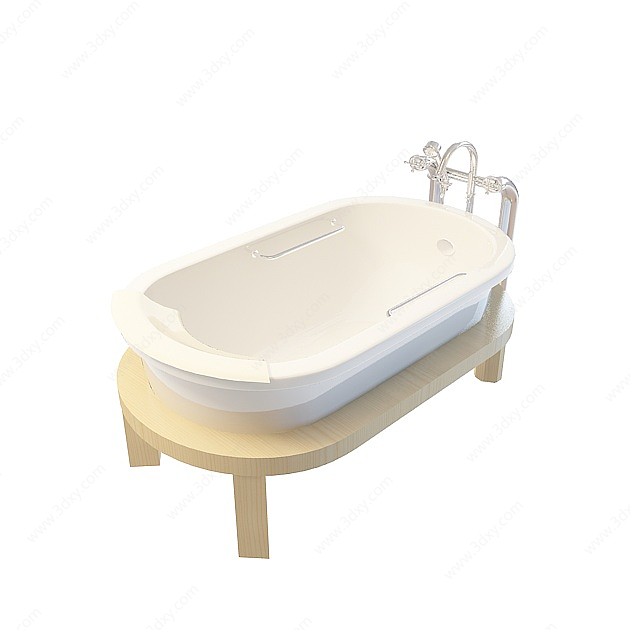 木制底座单人浴缸3D模型