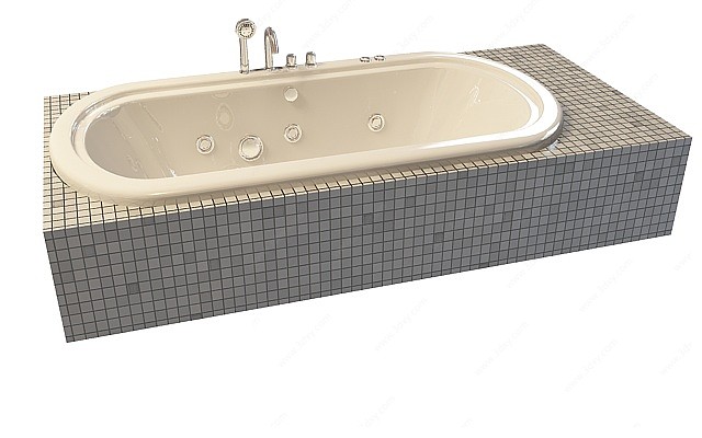 小瓷砖装饰浴缸3D模型