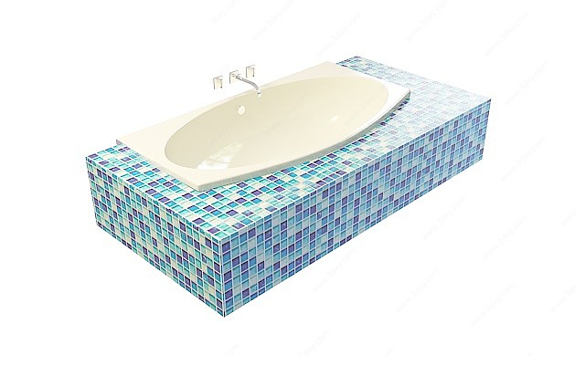 小瓷砖装饰浴缸3D模型