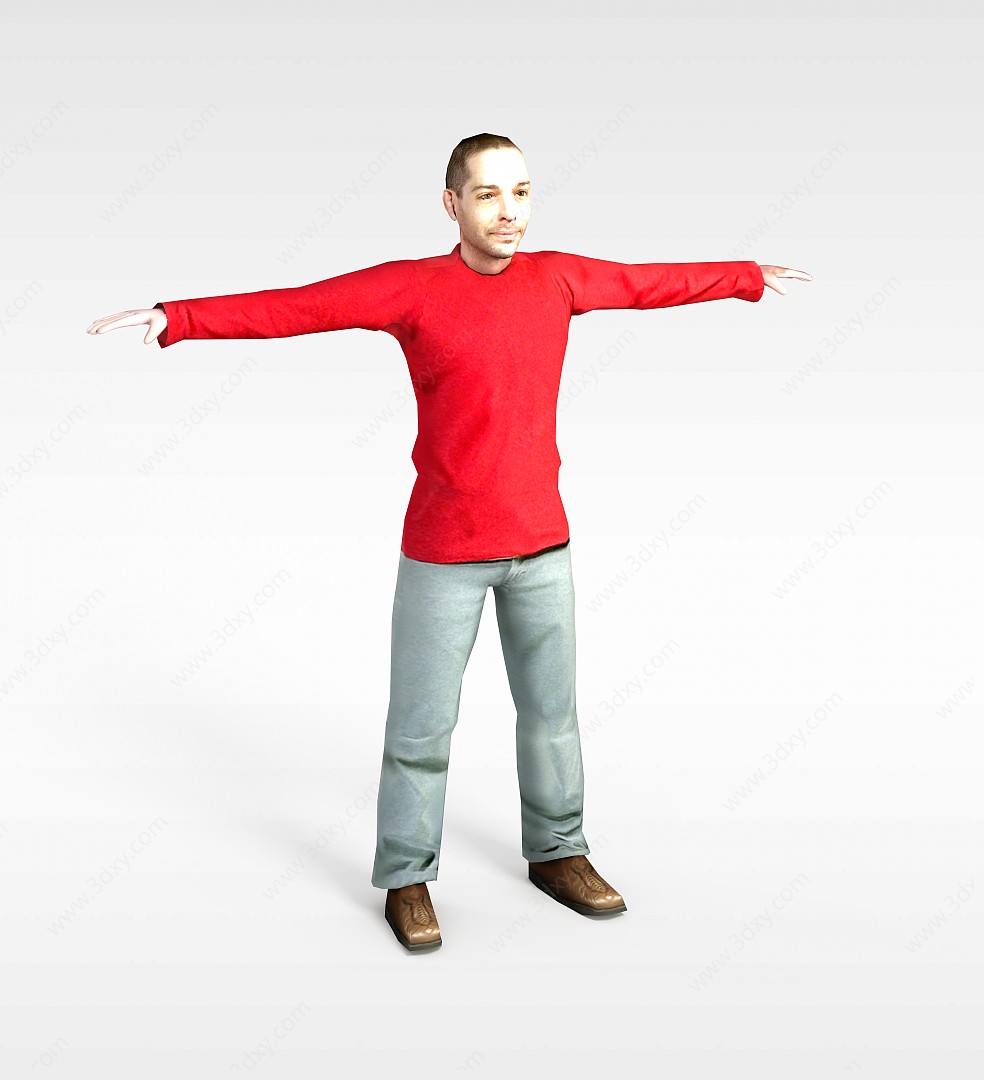 红上衣男孩3D模型