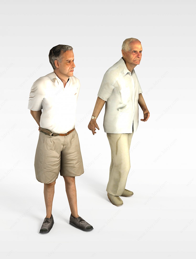 散步老人3D模型