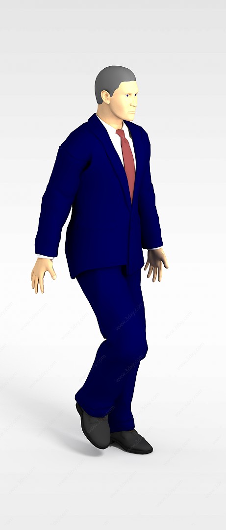 蓝色西服男士3D模型