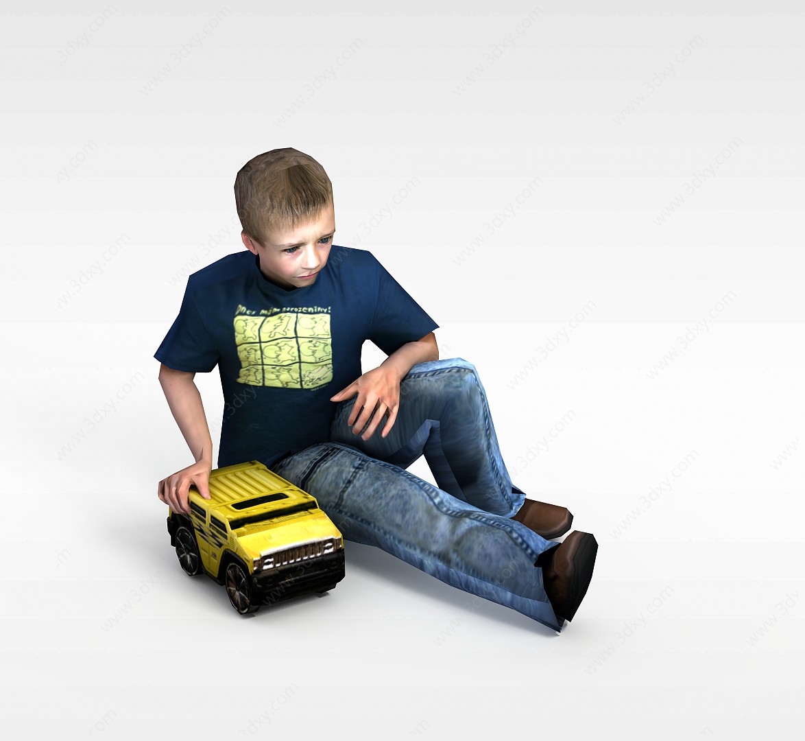 玩小汽车男孩3D模型
