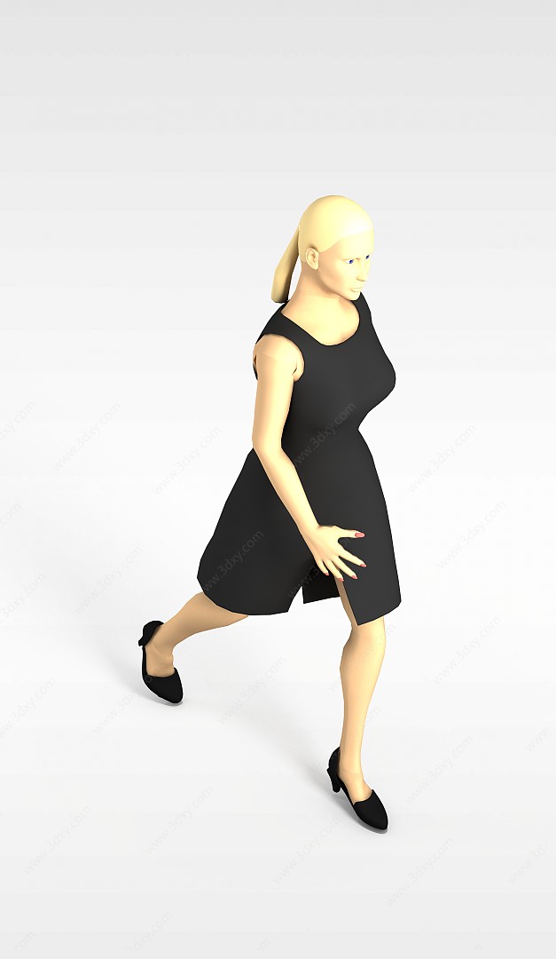 灰裙子女人3D模型