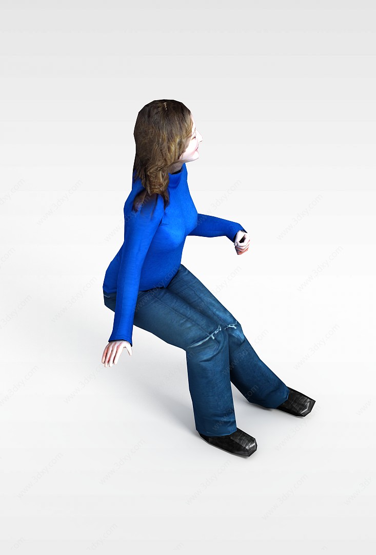 蓝衣女人3D模型