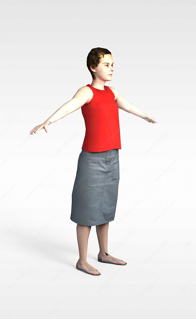 红衣妇女3D模型