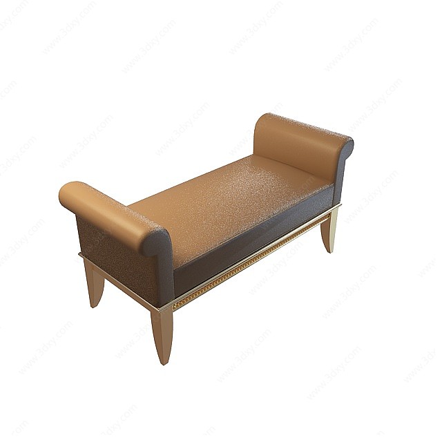 皮质床尾凳3D模型