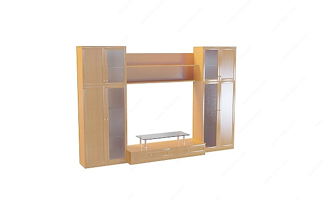 带柜式电视墙3D模型