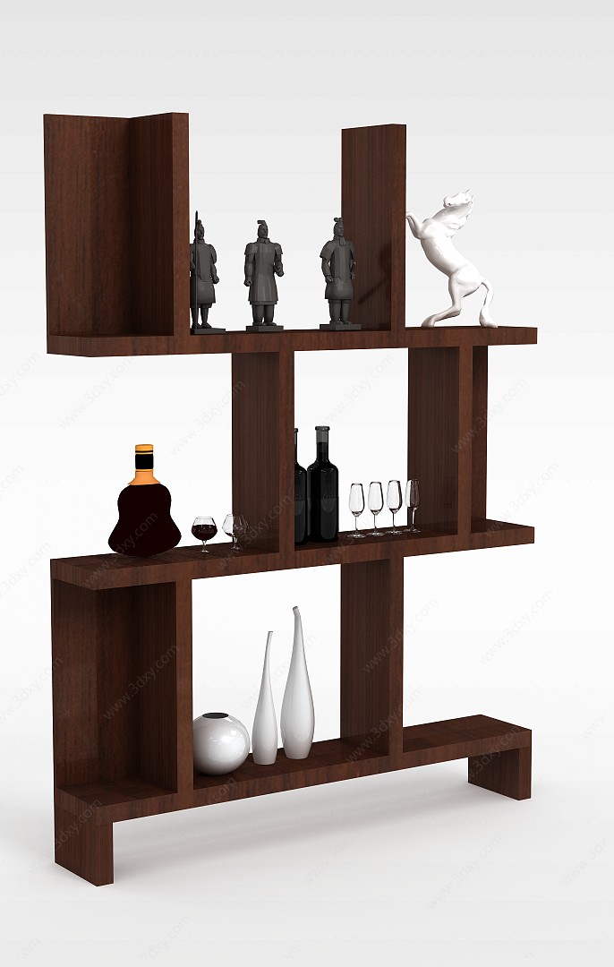 客厅酒品展示架3D模型