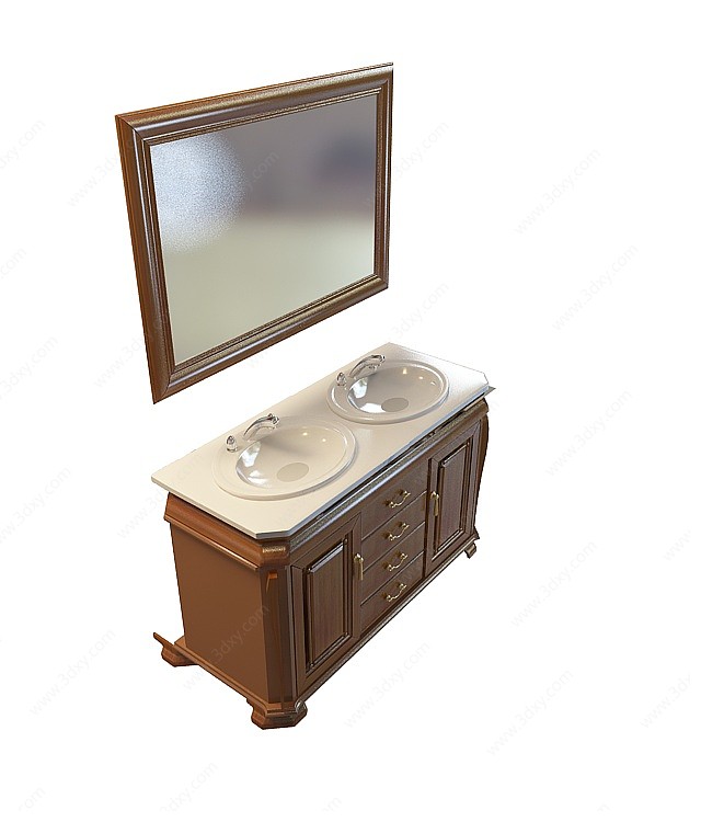 古典洗手台柜3D模型