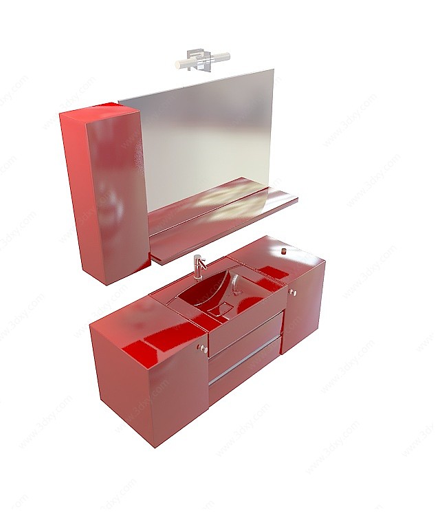 红色洗手台3D模型