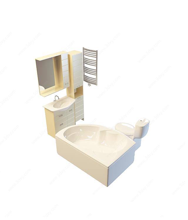 浴室柜洗手台组合3D模型
