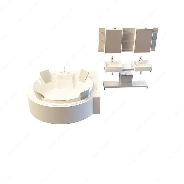 圆形浴池组合3D模型