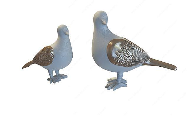 鸽子雕塑3D模型