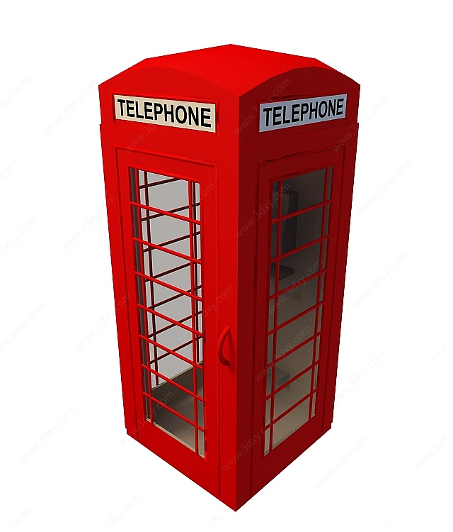 红色电话亭3D模型