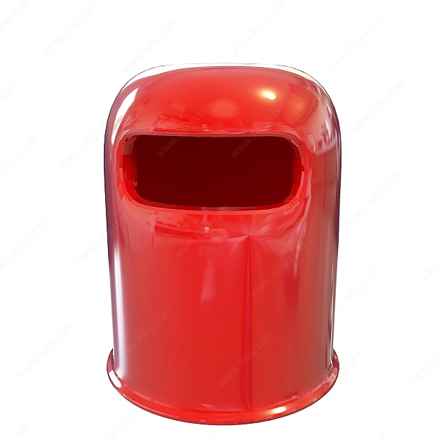 红色垃圾桶3D模型