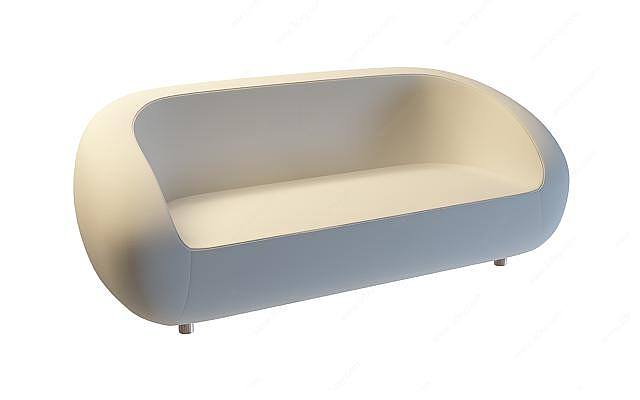白色双人沙发3D模型