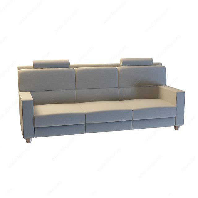 灰色三人沙发3D模型