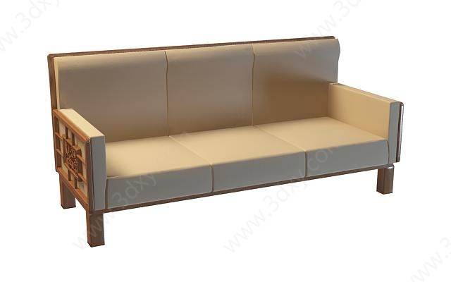 新中式三人沙发3D模型