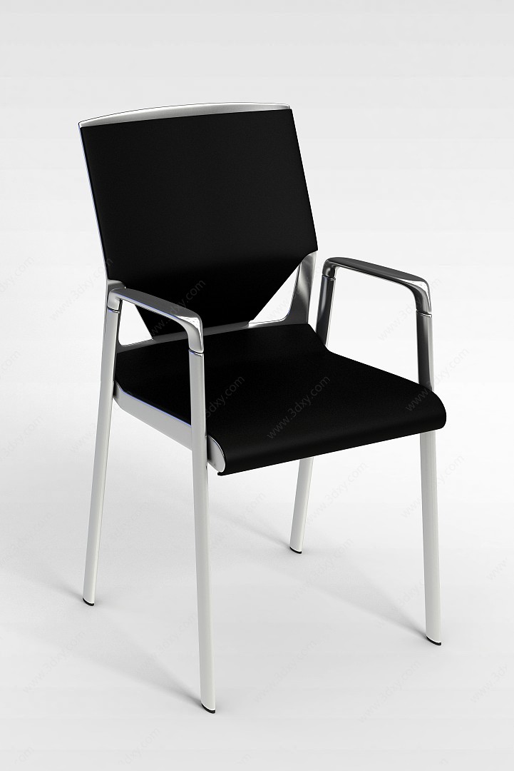 黑皮办公扶手椅3D模型