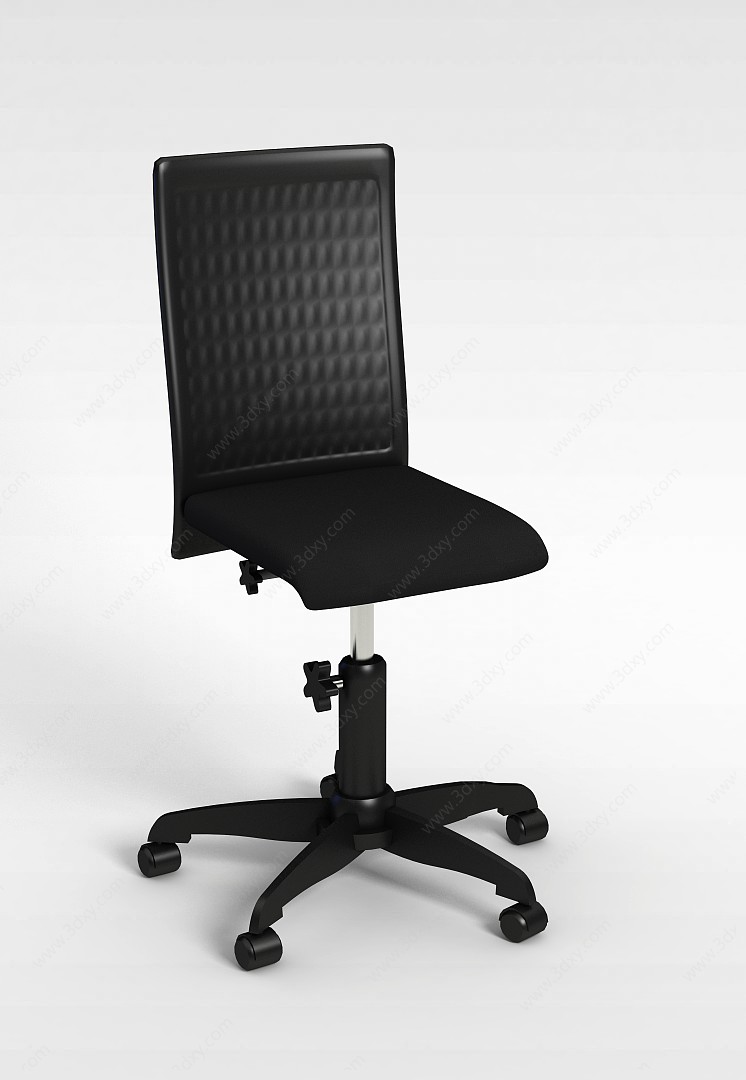 黑色皮质办公椅3D模型