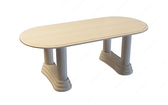 椭圆欧式餐桌3D模型