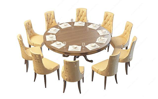 酒店餐桌椅组合3D模型