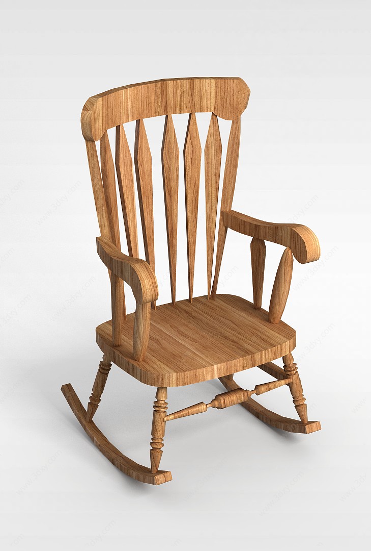白木摇椅3D模型