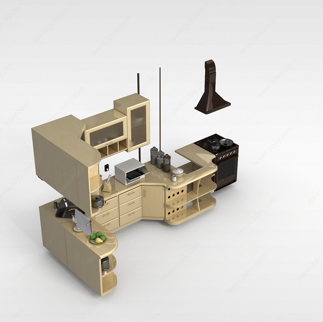 豪华橱柜组合3D模型
