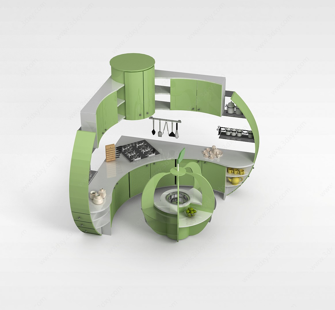 温馨厨房橱柜3D模型